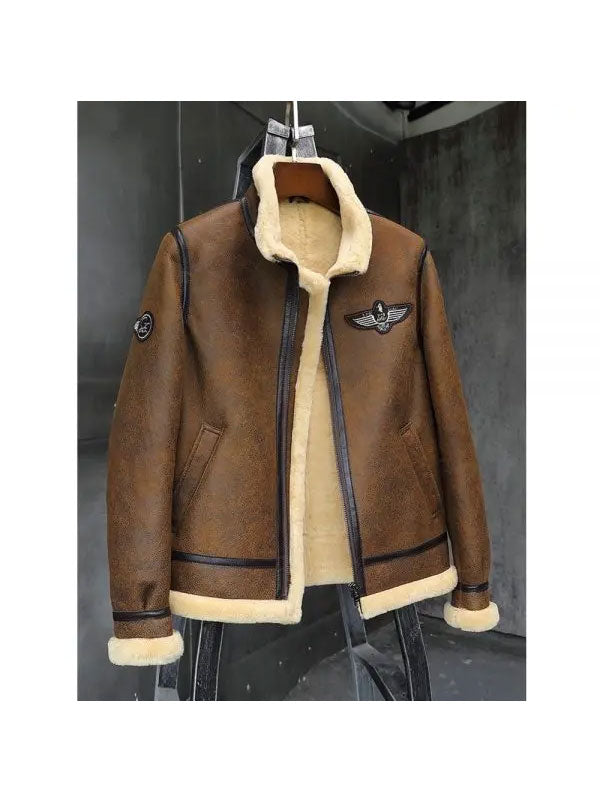 Men’s Sheepskin Shearling Motorcycle Leather Jacket