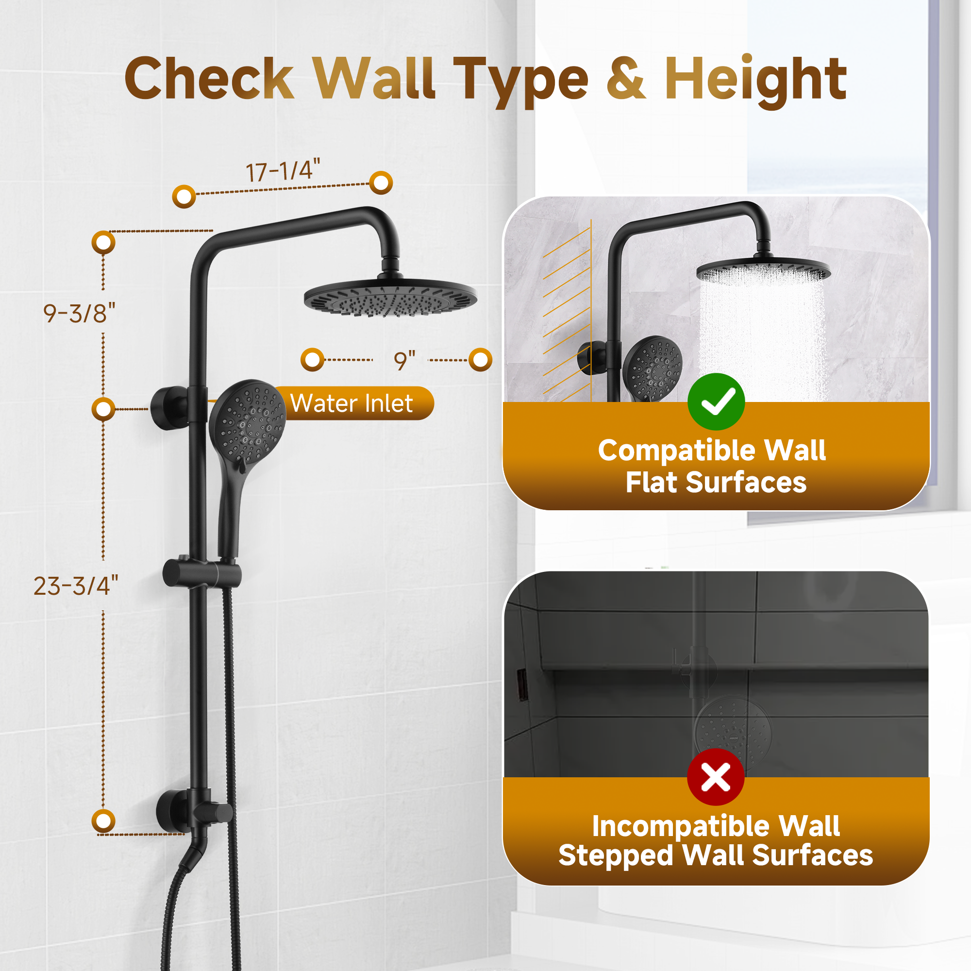 Shower System With Rain shower and Handheld Shower head,Hose