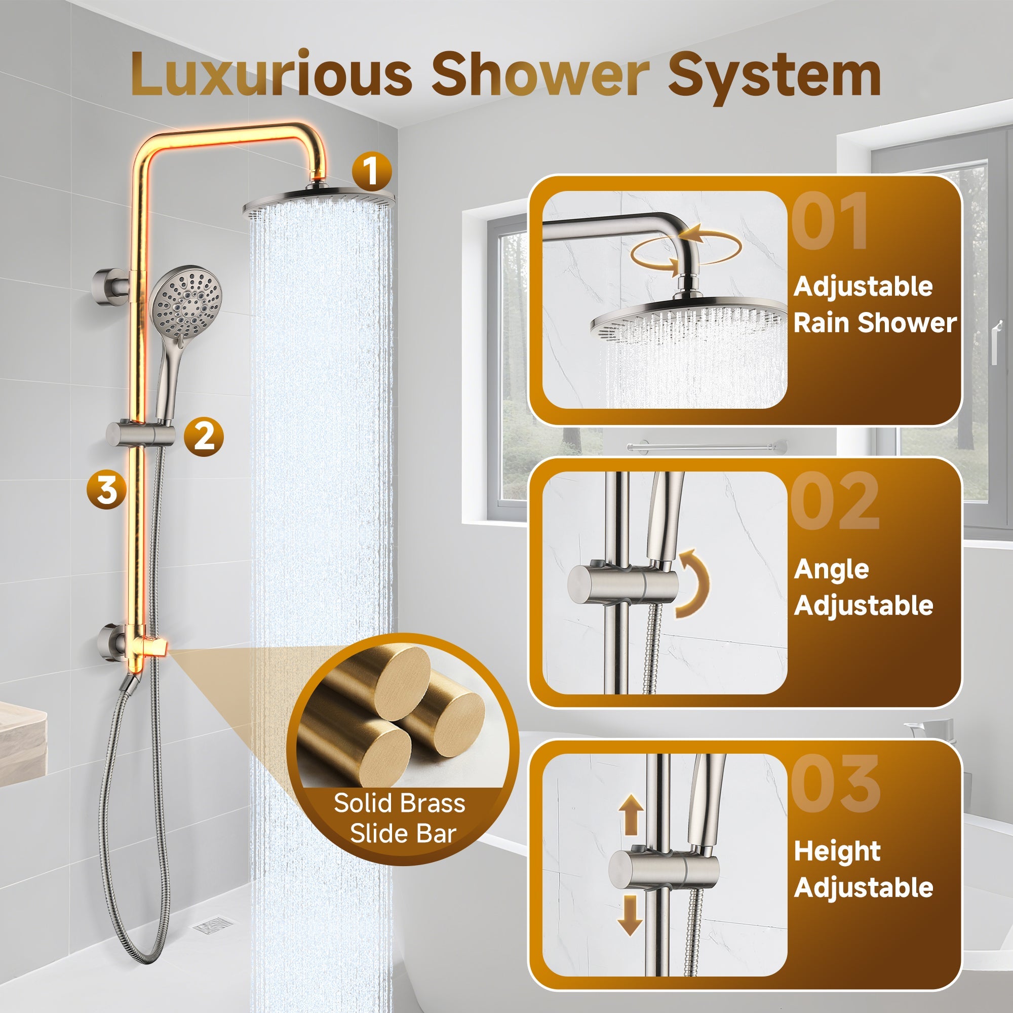 Shower System With Rain shower and Handheld Shower head,Hose