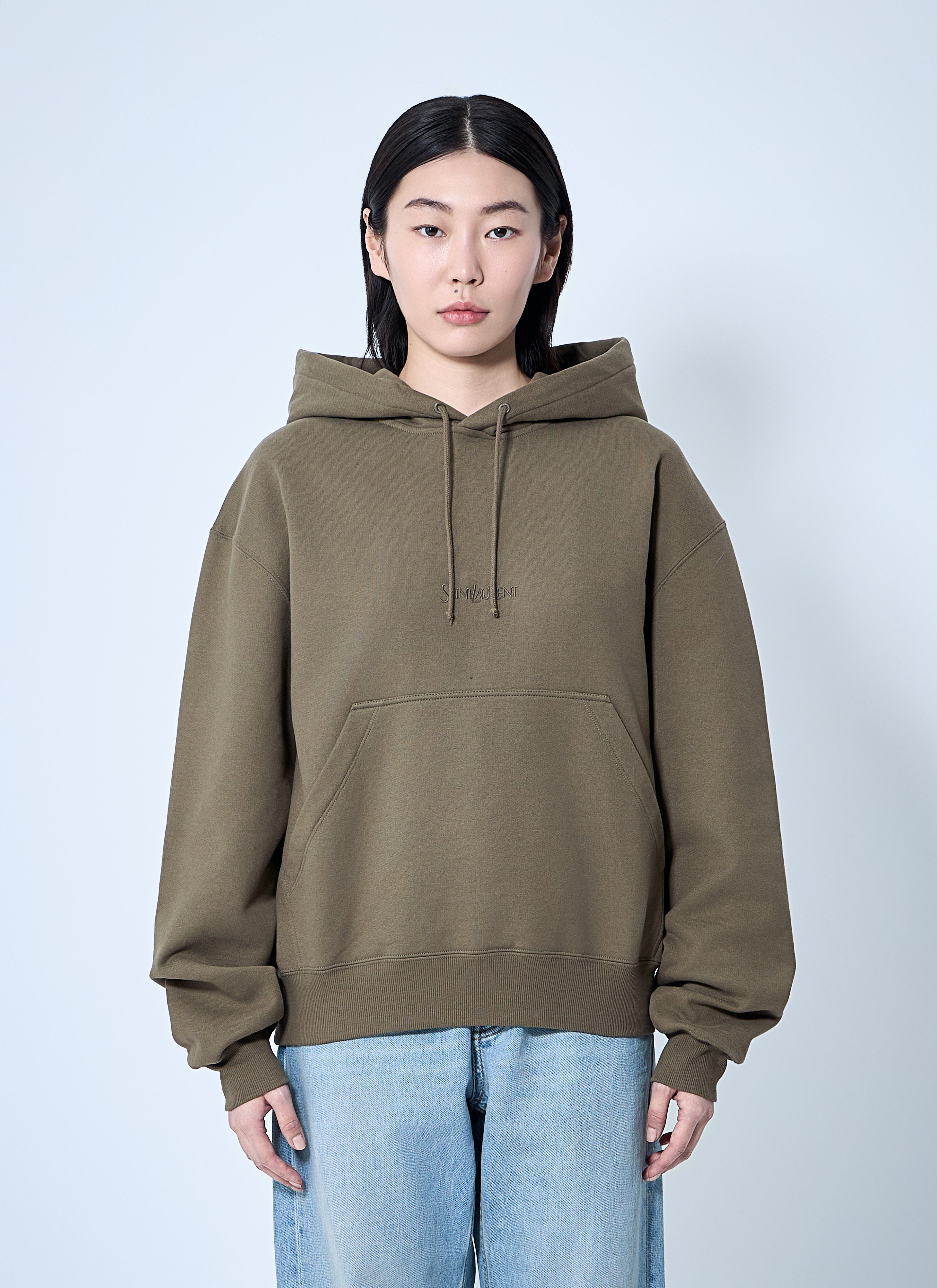 Saint Laurent Women Hooded Logo Motif Sweatshirt