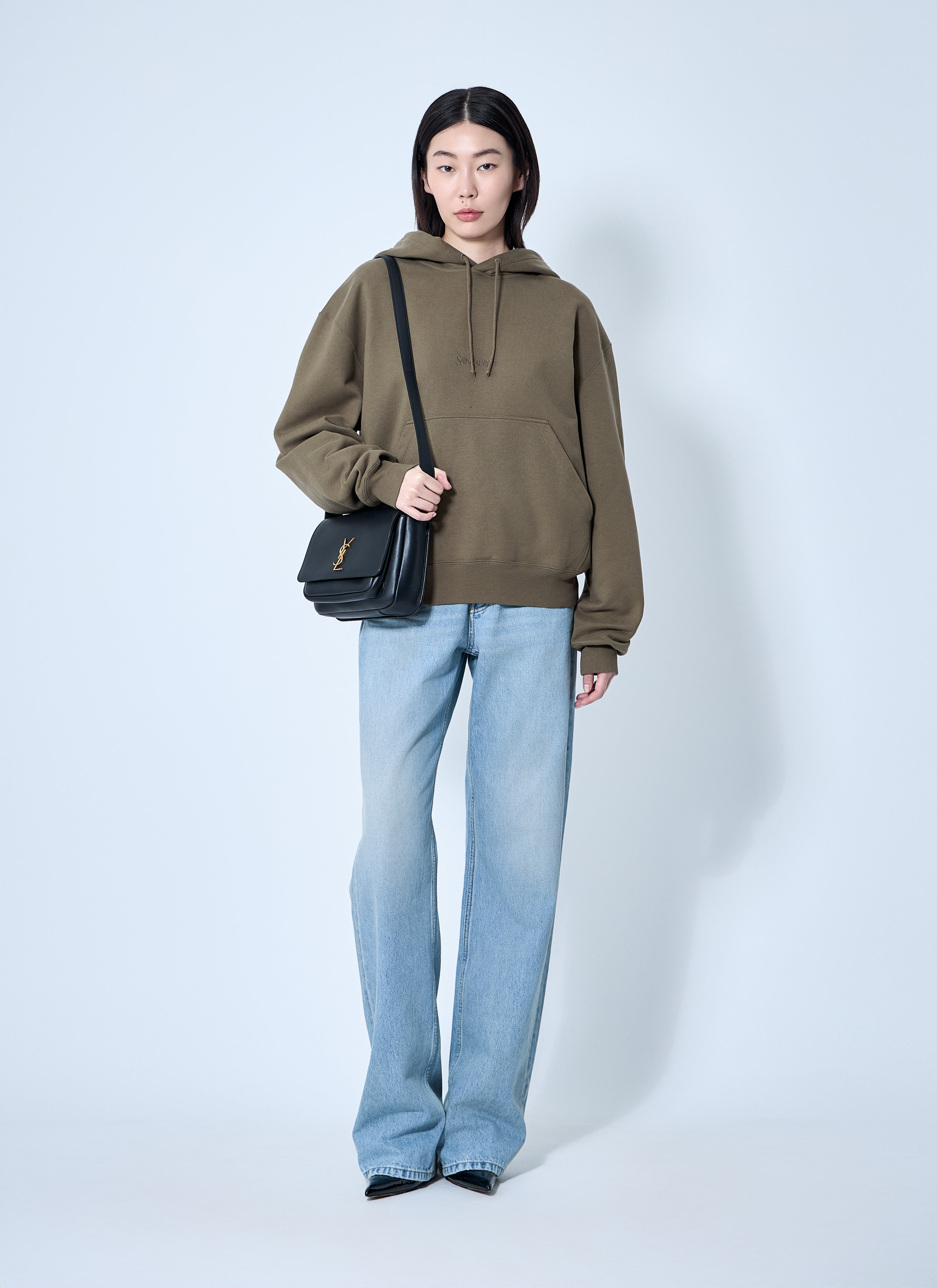 Saint Laurent Women Hooded Logo Motif Sweatshirt