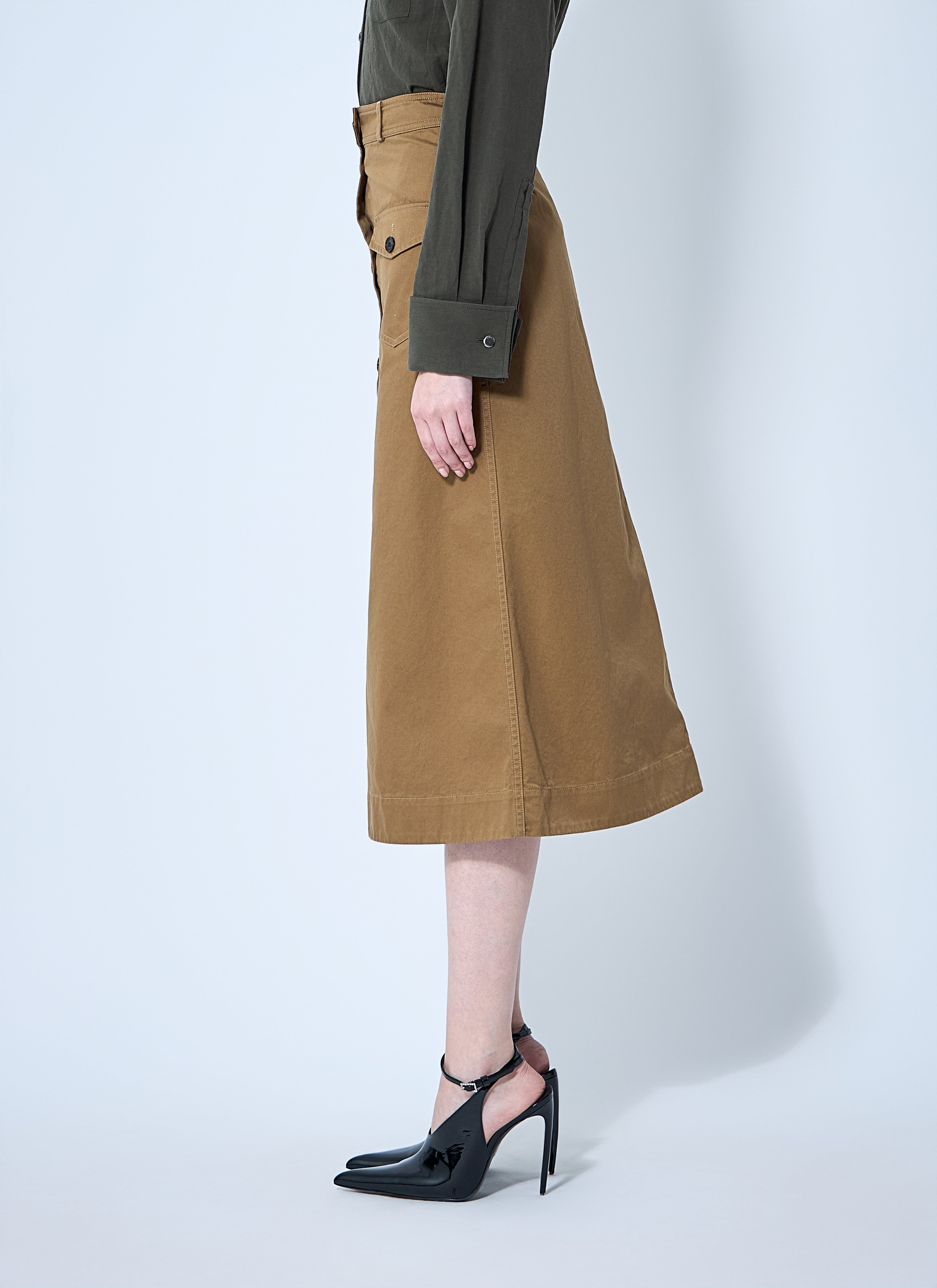 Saint Laurent Women Cotton Serge Midi Skirt