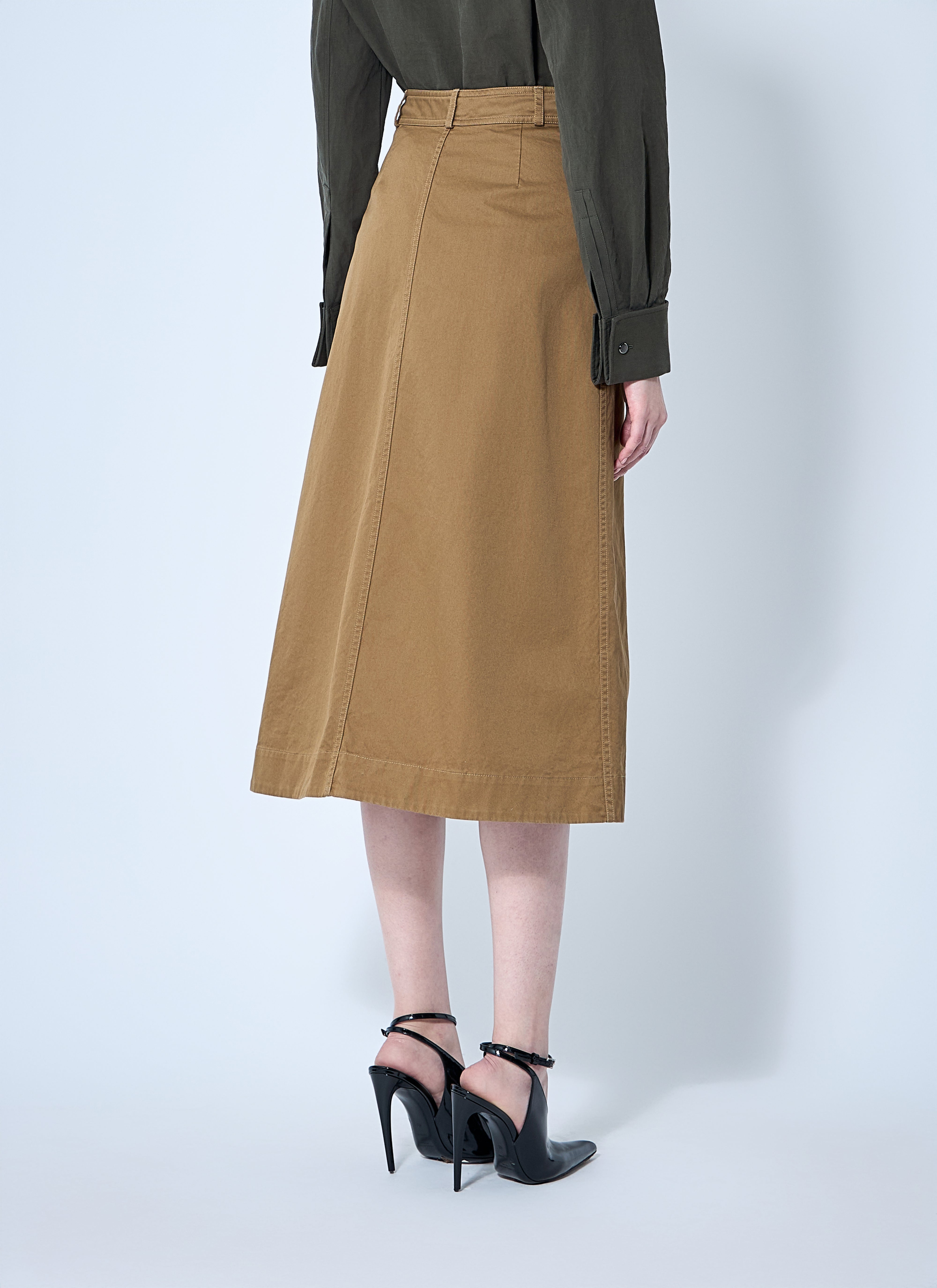 Saint Laurent Women Cotton Serge Midi Skirt