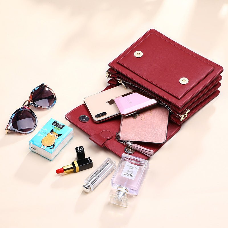 Small genuine leather handbags casual shoulder bag square shape crossbody - Overture Gifts