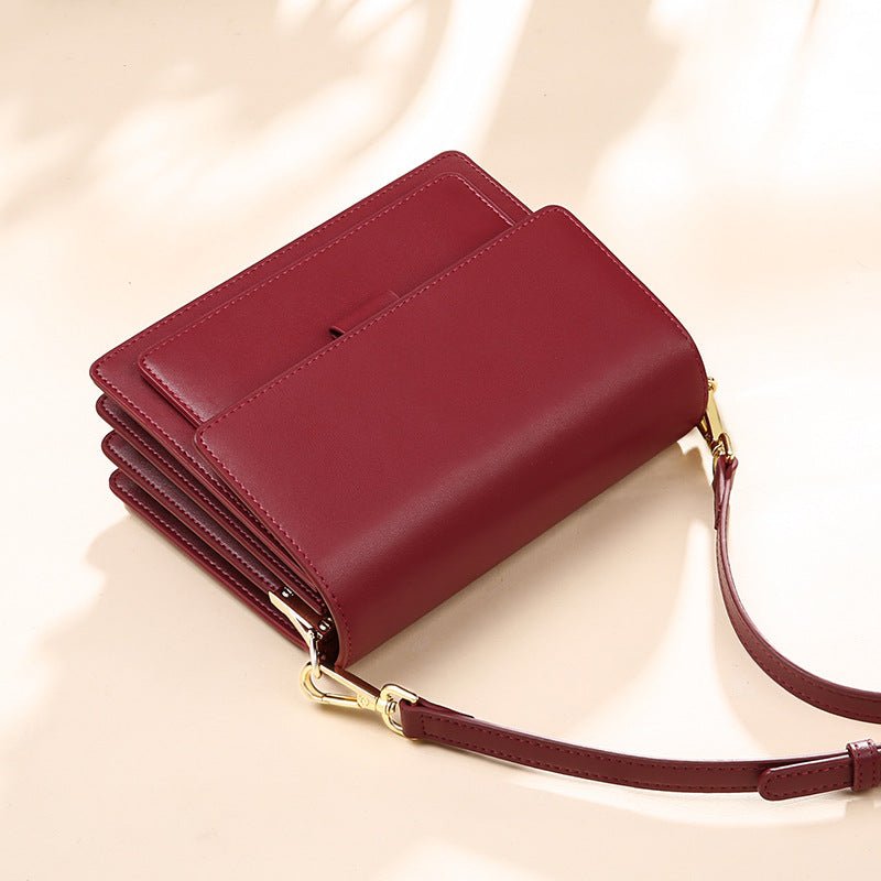 Small genuine leather handbags casual shoulder bag square shape crossbody - Overture Gifts