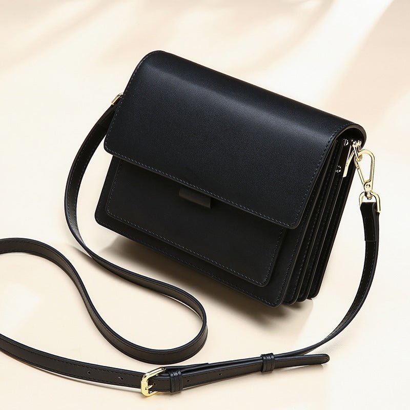 Small genuine leather handbags casual shoulder bag square shape crossbody - Overture Gifts