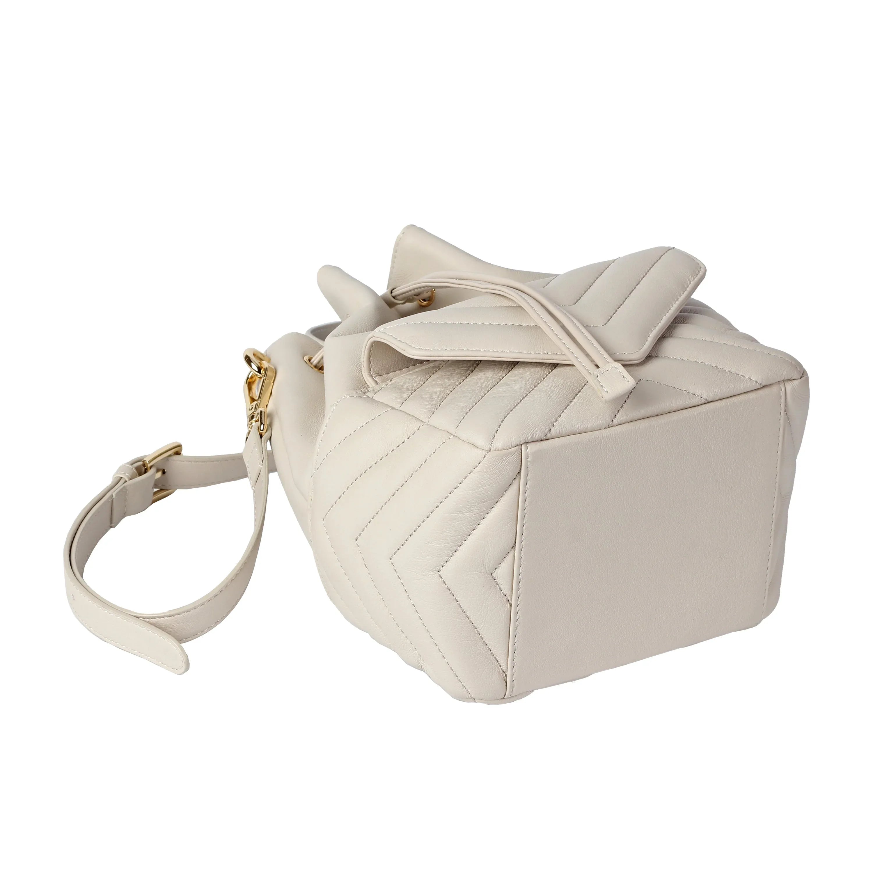 Premium New Zealand Lambskin Leather Drawstring Bucket Bag for Women