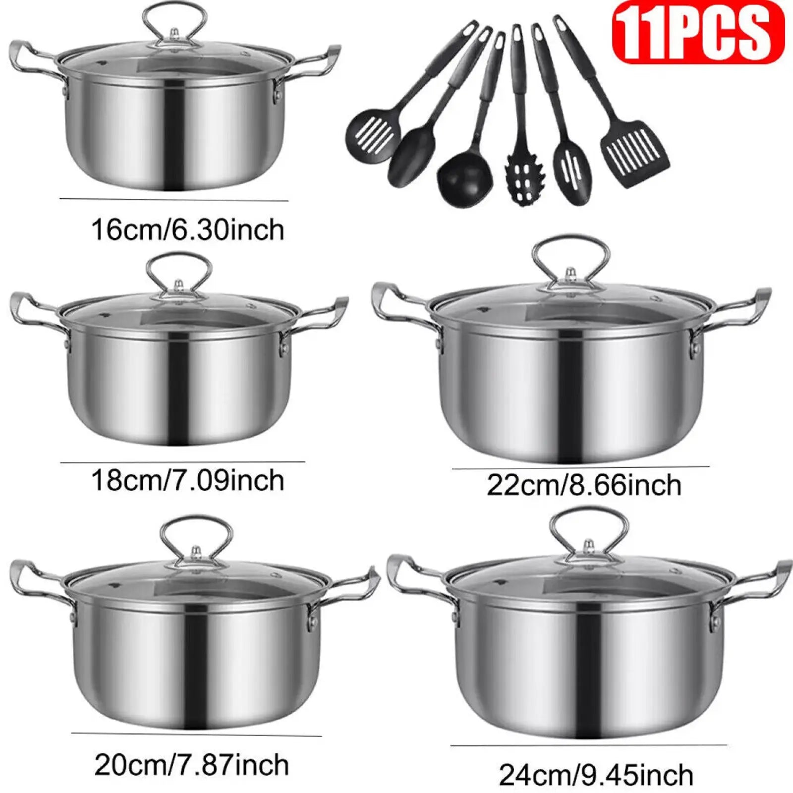 Stainless Steel Induction Cookware Set 11 Pieces
