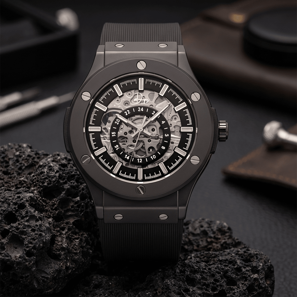Stainless Steel Skeleton Watch - The 199 Gunmetal by Dapper Watches - Overture Gifts