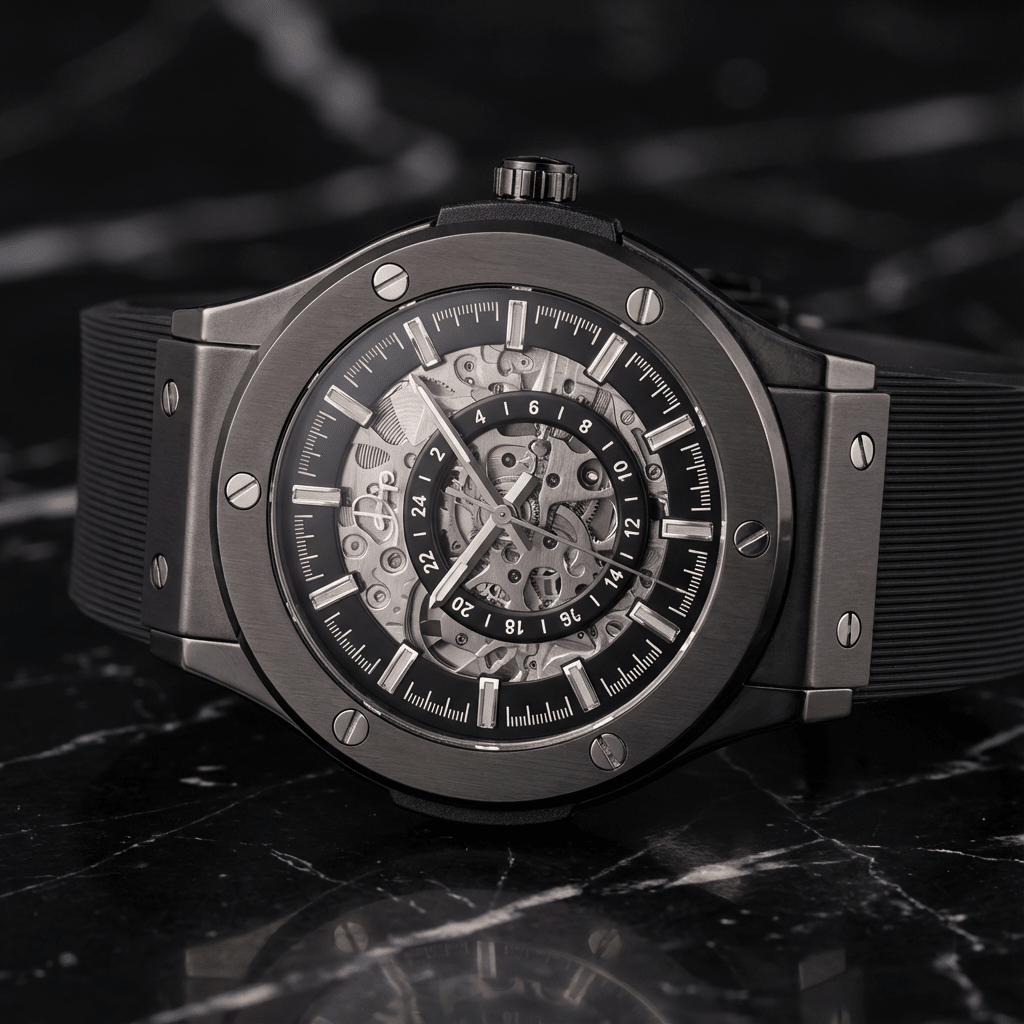 Stainless Steel Skeleton Watch - The 199 Gunmetal by Dapper Watches - Overture Gifts