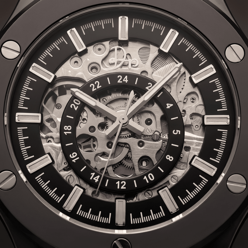 Stainless Steel Skeleton Watch - The 199 Gunmetal by Dapper Watches - Overture Gifts