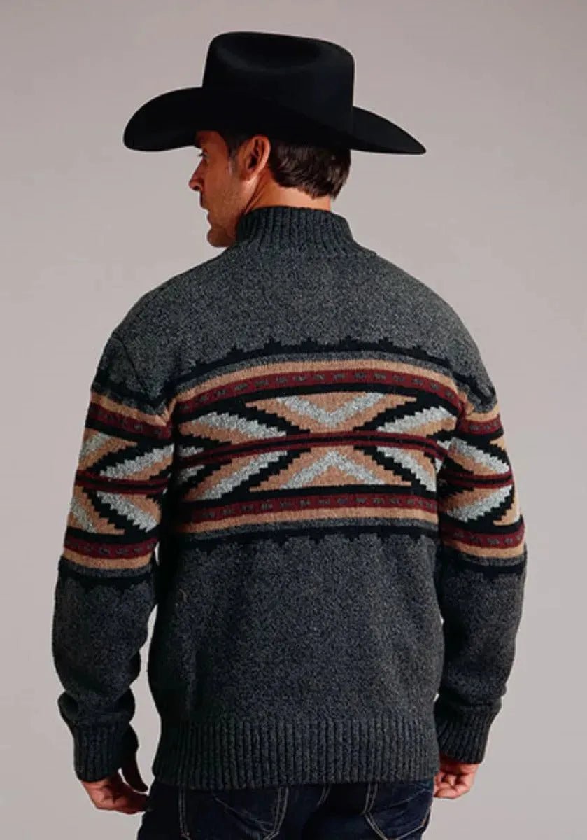 Stetson Arrow Border (Grey) - Men's Wool Blended Sweater - Overture Gifts
