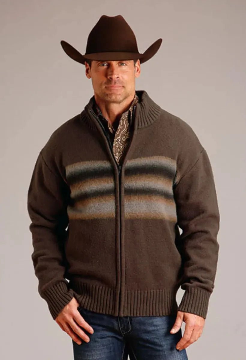 Stetson Ombre Boarder (Brown) - Men's Wool Blended Sweater - Overture Gifts