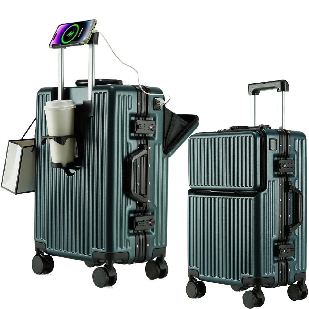 Suitcase Travel Luggage Trolley Front-Opening Large Capacity Aluminum Frame Carry-On Cabin Bag - Overture Gifts