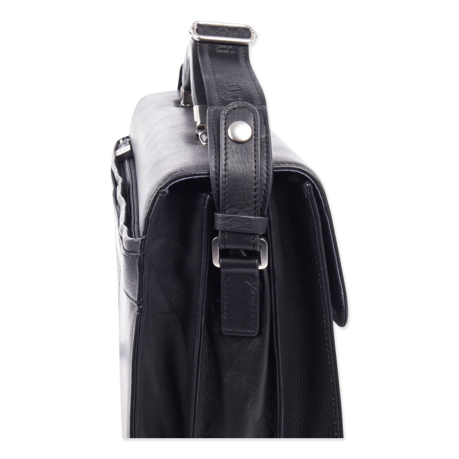 Swiss Mobility Milestone Briefcase, Fits Devices Up to 15.6", Leather, 5 x 5 x 12, Black - Overture Gifts