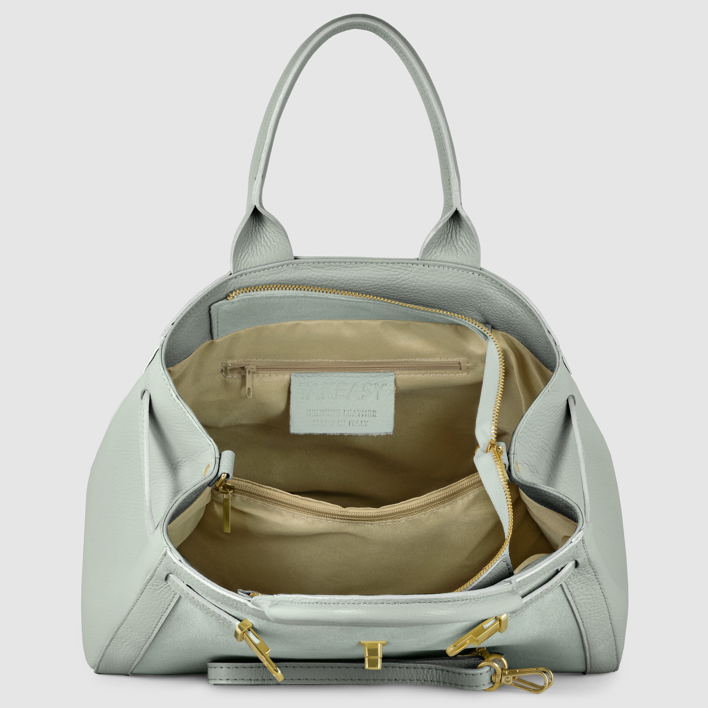 Italian Genuine Suede & Full-Grain Leather Top-Handle Bag | Forlì