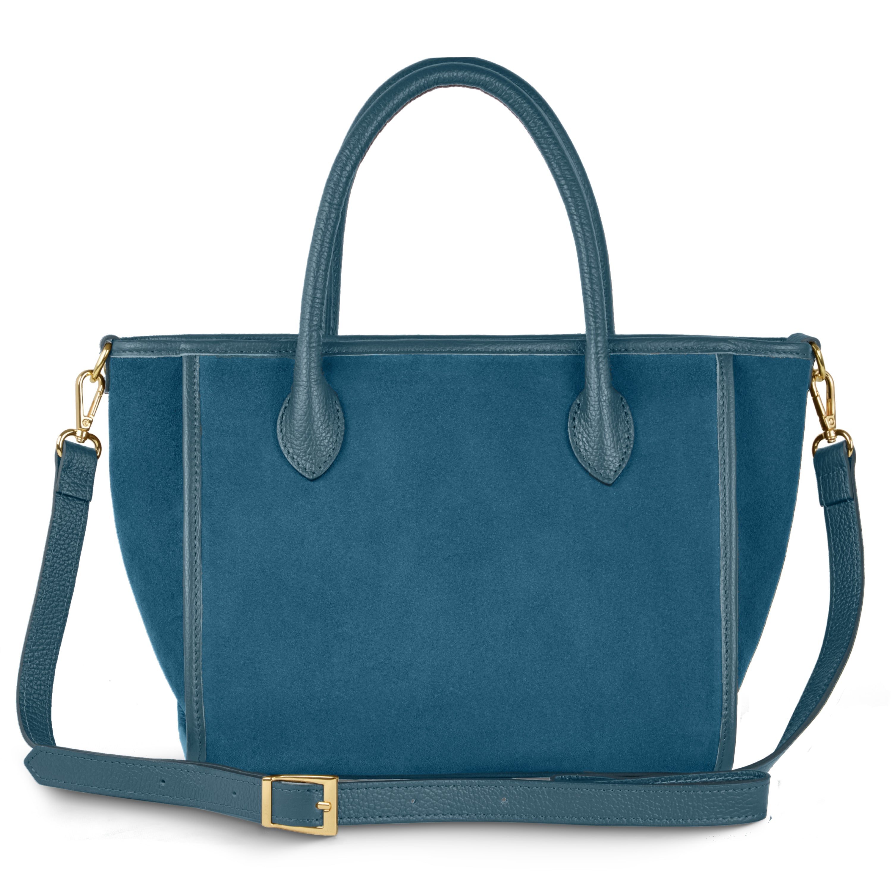 Italian Genuine Suede & Full-Grain Leather Top-Handle Bag | Alba