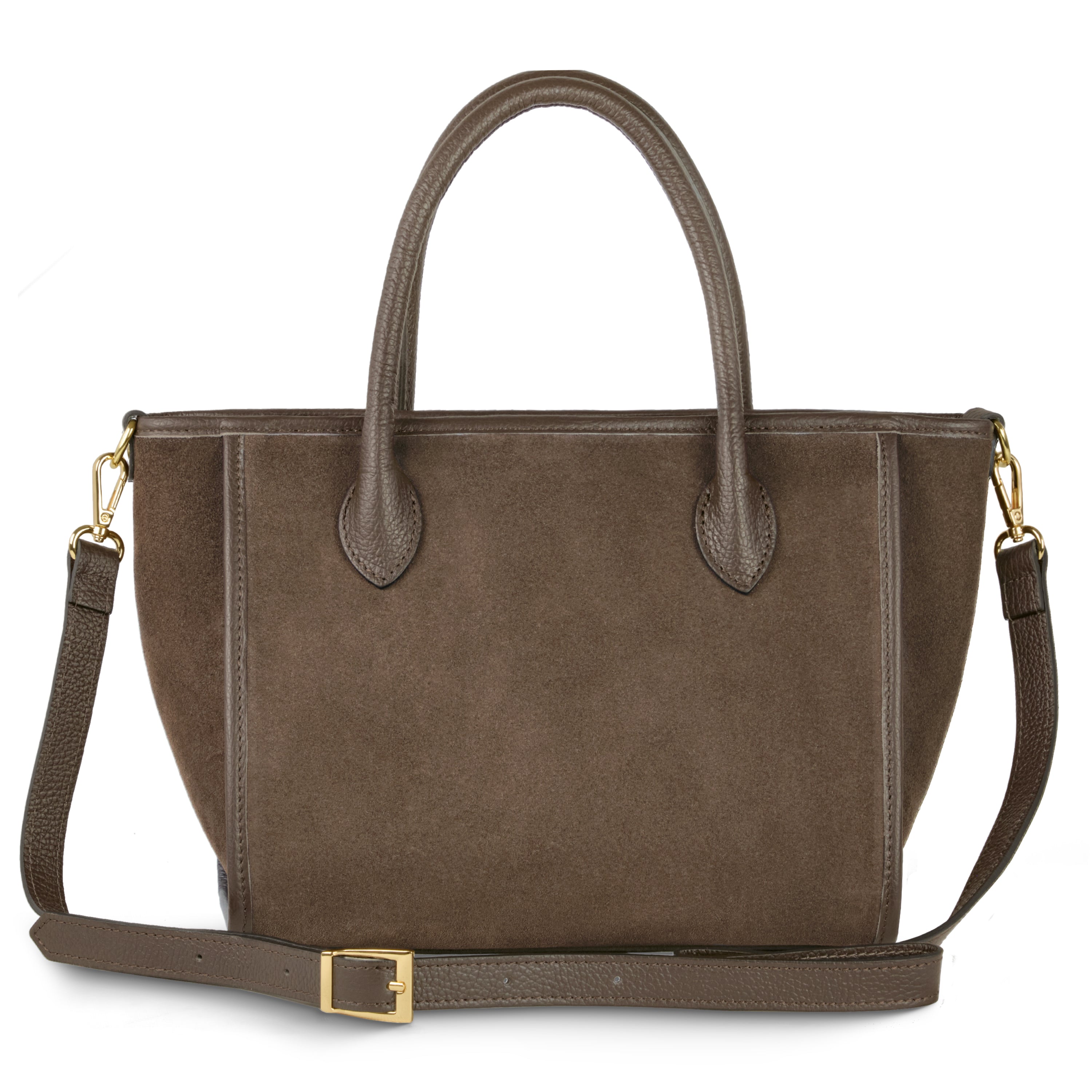 Italian Genuine Suede & Full-Grain Leather Top-Handle Bag | Alba