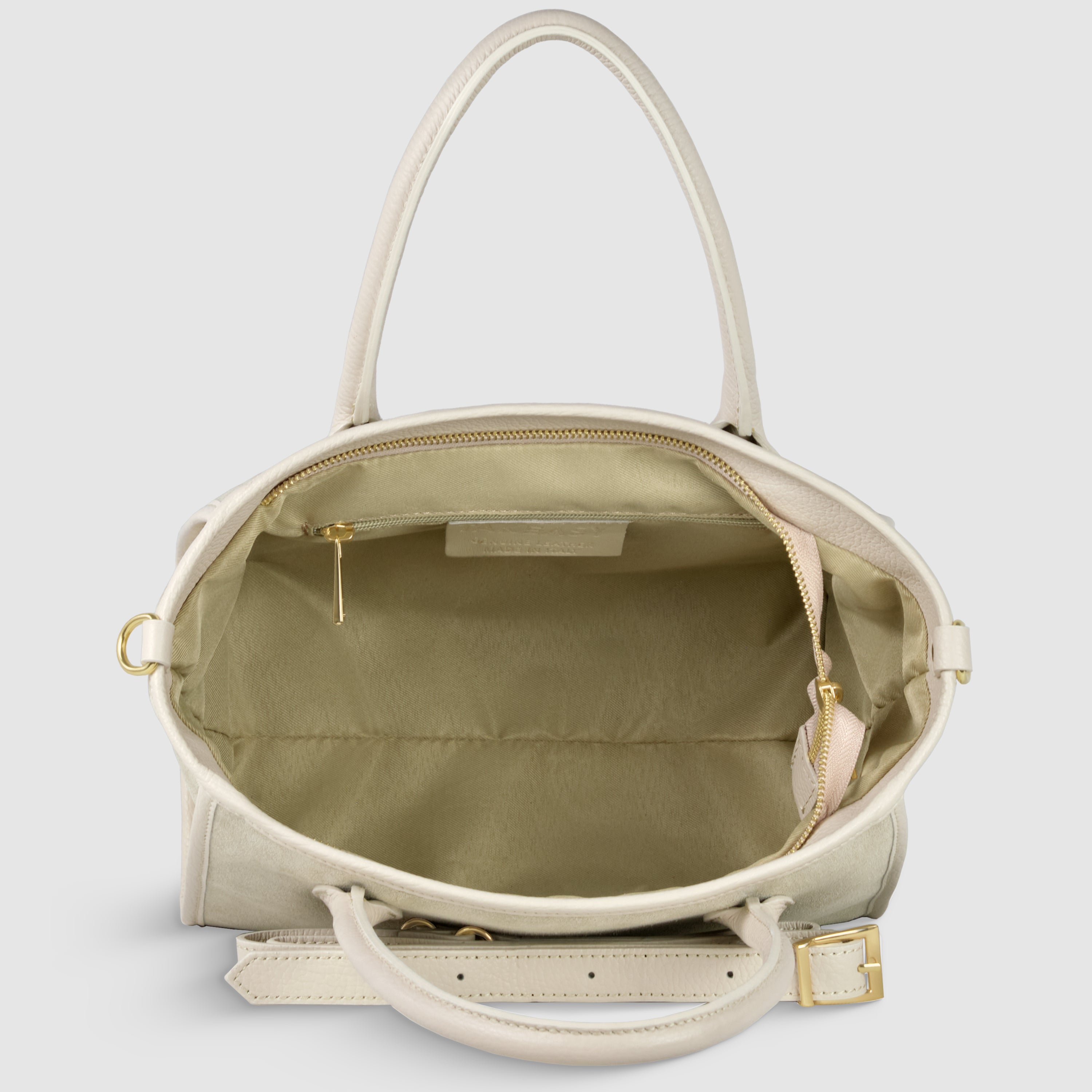 Italian Genuine Suede & Full-Grain Leather Top-Handle Bag | Alba