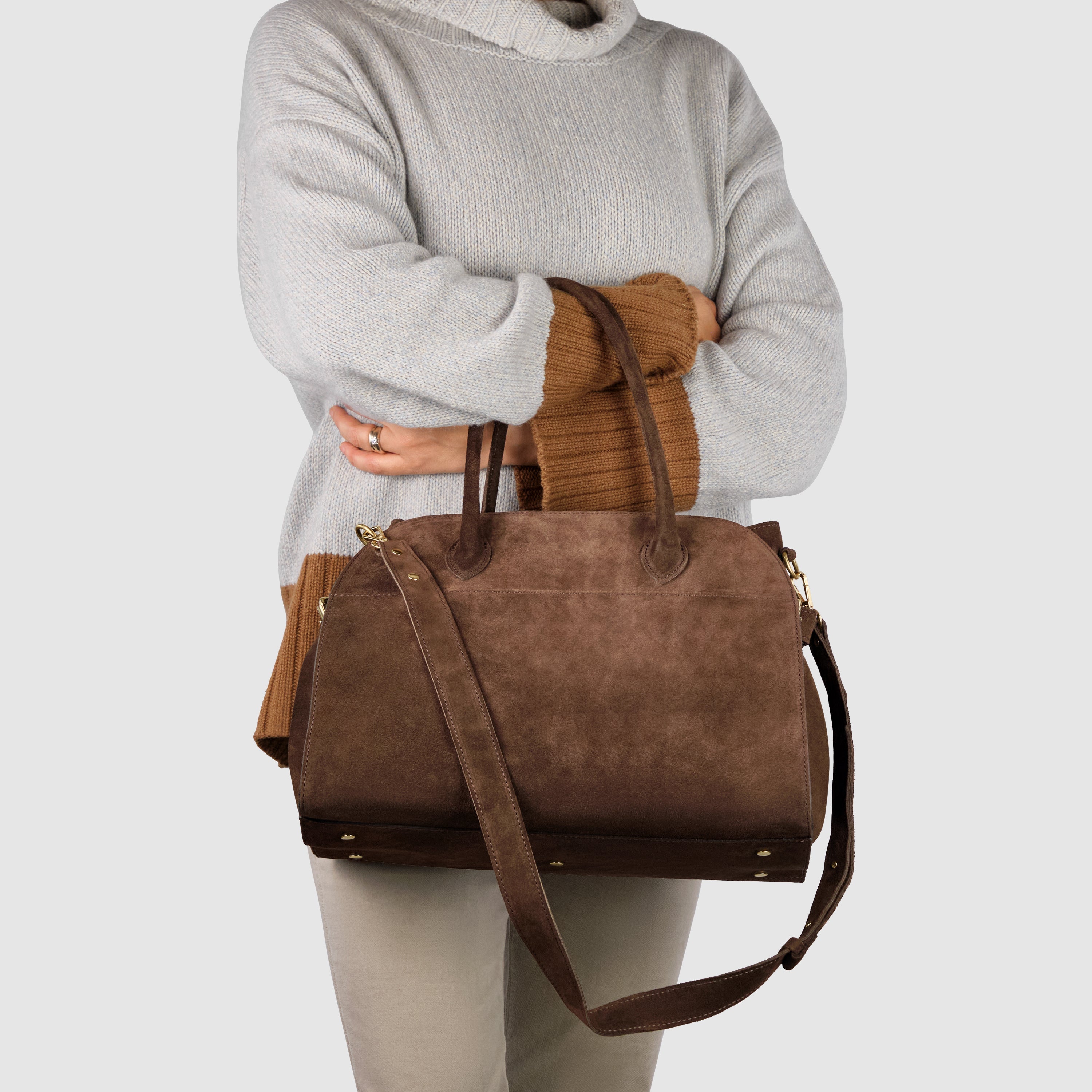 Italian Genuine Suede Top-Handle Bag | Cuneo