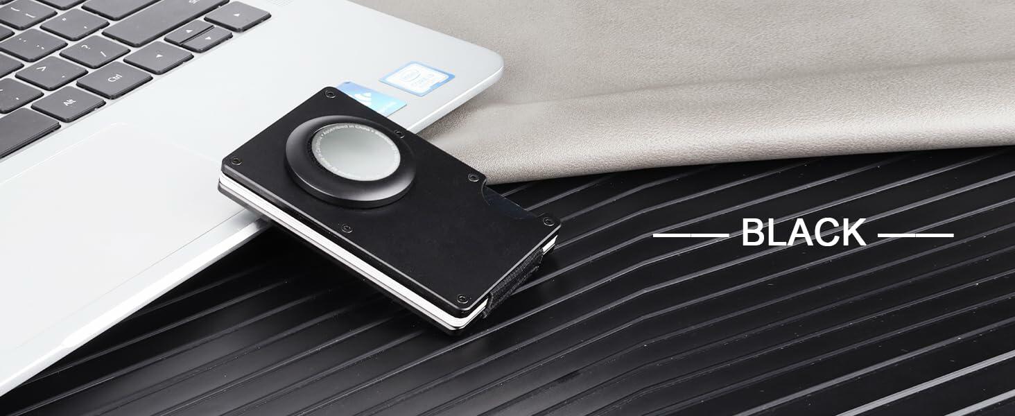 Team Gainz Airtag Metal RFID Blocking Slim Wallet Card Holder Dark Grey Clip - Overture Gifts