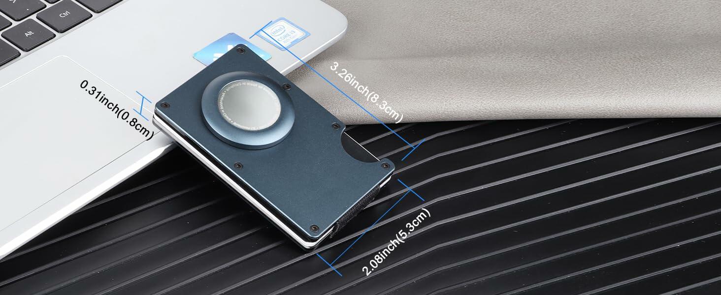 Team Gainz Mens Metal RFID Wallet with Airtag Holder Blue W/ Strap - Overture Gifts
