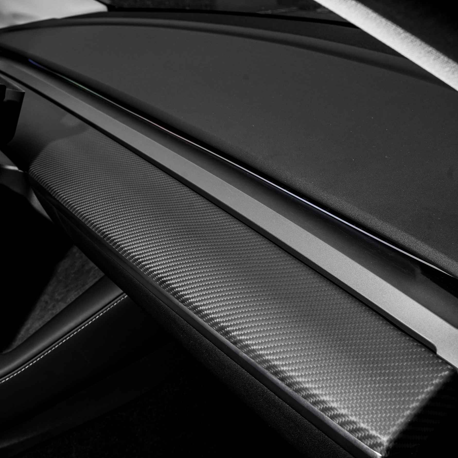TESERY Tesla Model 3 / Y Dashboard Cover - Dry Carbon Fiber Interior Mods