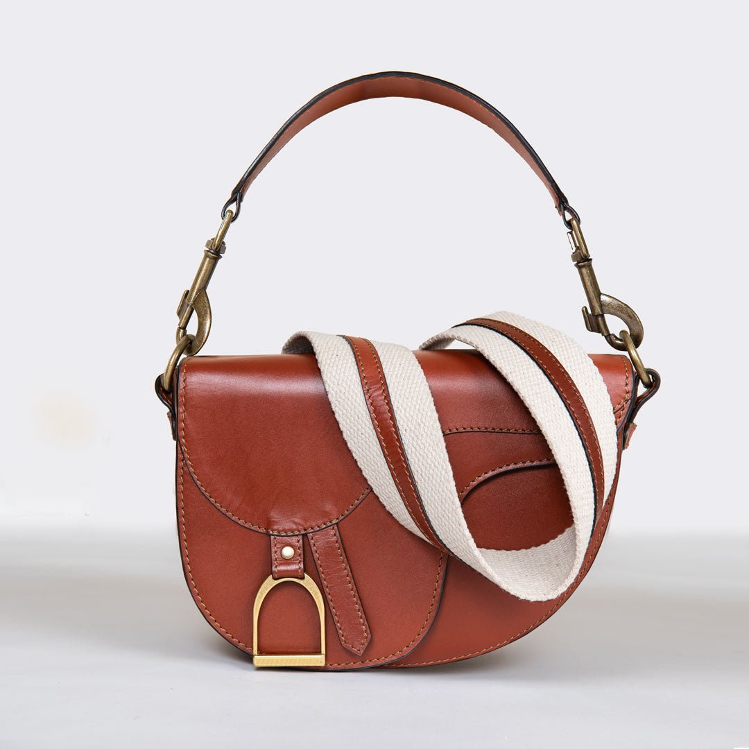 Signature Saddle Bag - Luxury Leather Handbag in Cognac