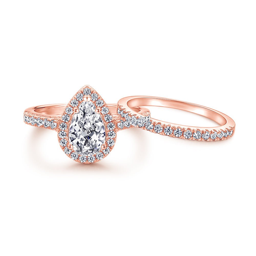 The Elizabeth - 18kt Rose Gold Wedding Ring Set - Overture Gifts