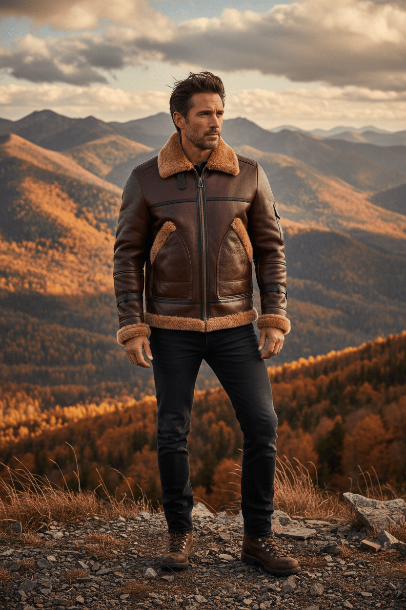 The Esa Bomber — Handcrafted Leather & Faux Shearling Jacket - Overture Gifts
