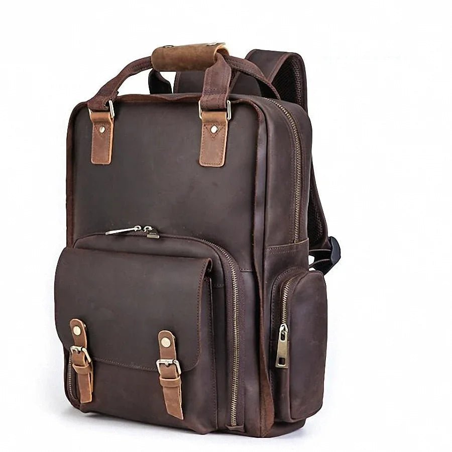 The Gaetano | Large Leather Backpack Camera Bag with Tripod Holder - Overture Gifts