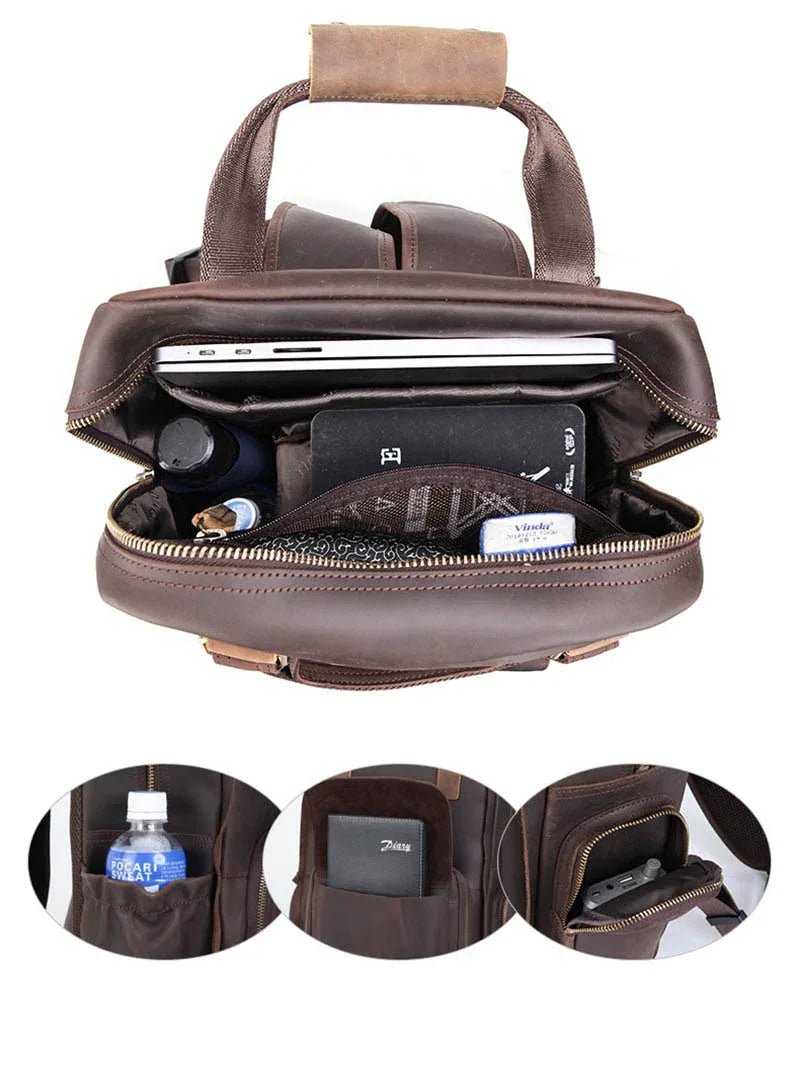 The Gaetano | Large Leather Backpack Camera Bag with Tripod Holder - Overture Gifts