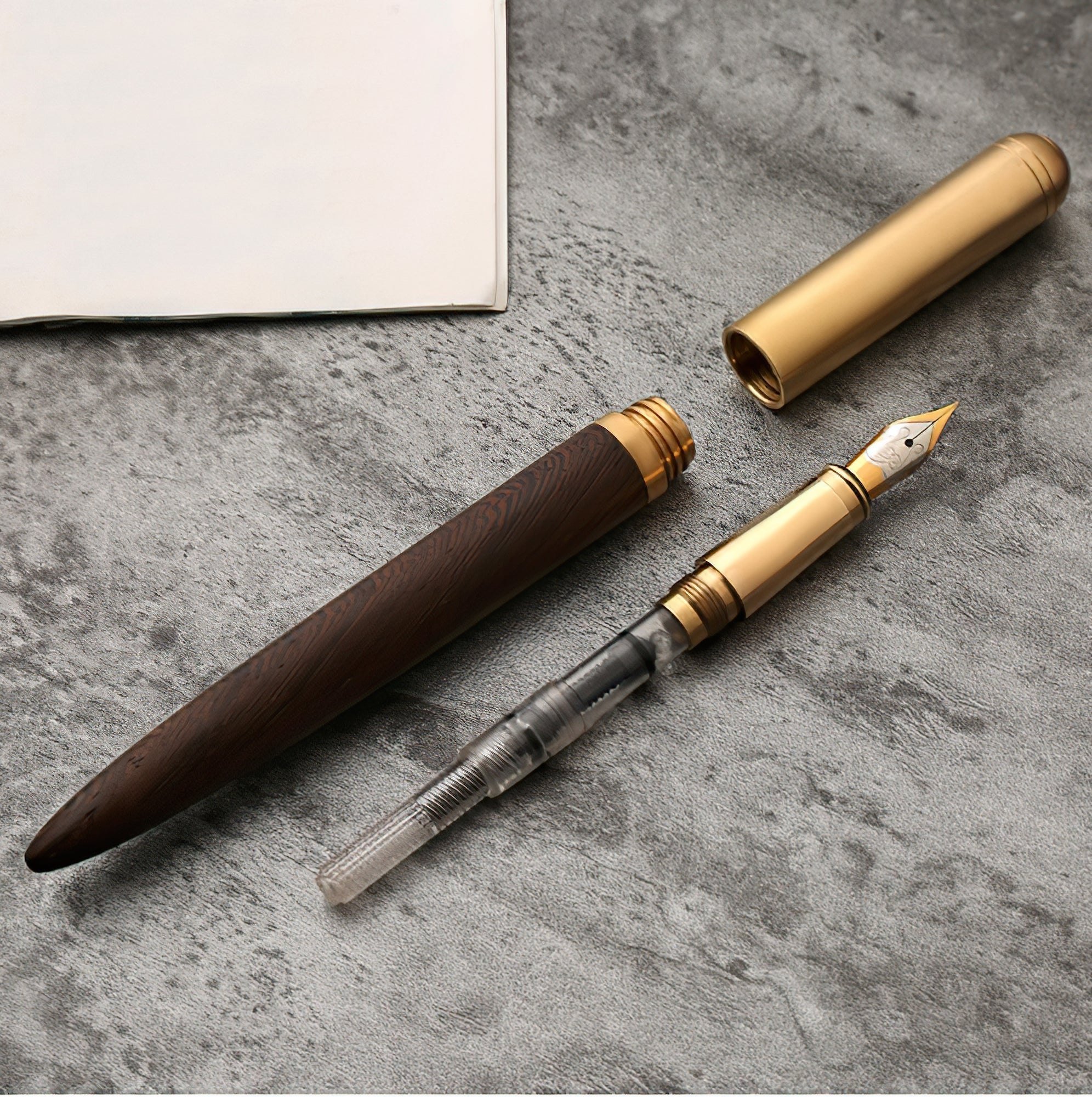 The Hemmingway | Handmade Wood and Brass Fountain Pen - Overture Gifts