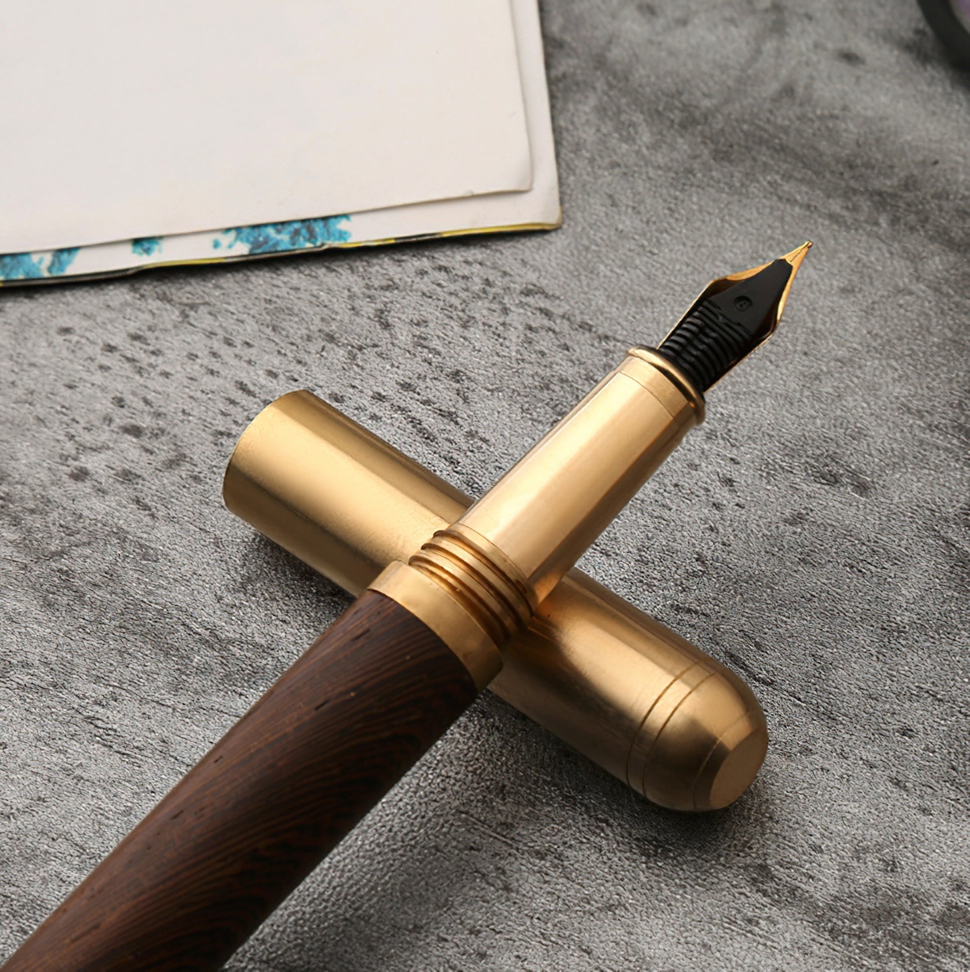 The Hemmingway | Handmade Wood and Brass Fountain Pen - Overture Gifts