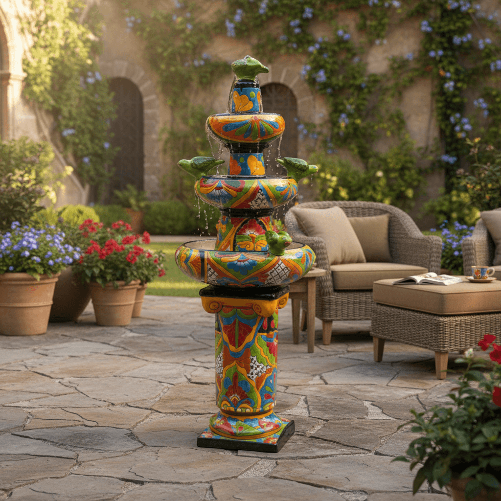 Handmade Talavera Fountain | Authentic Mexican Art