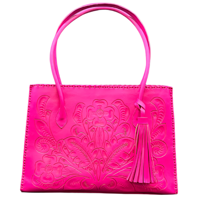 The Amy| Hand-Tooled Leather Tote Bag