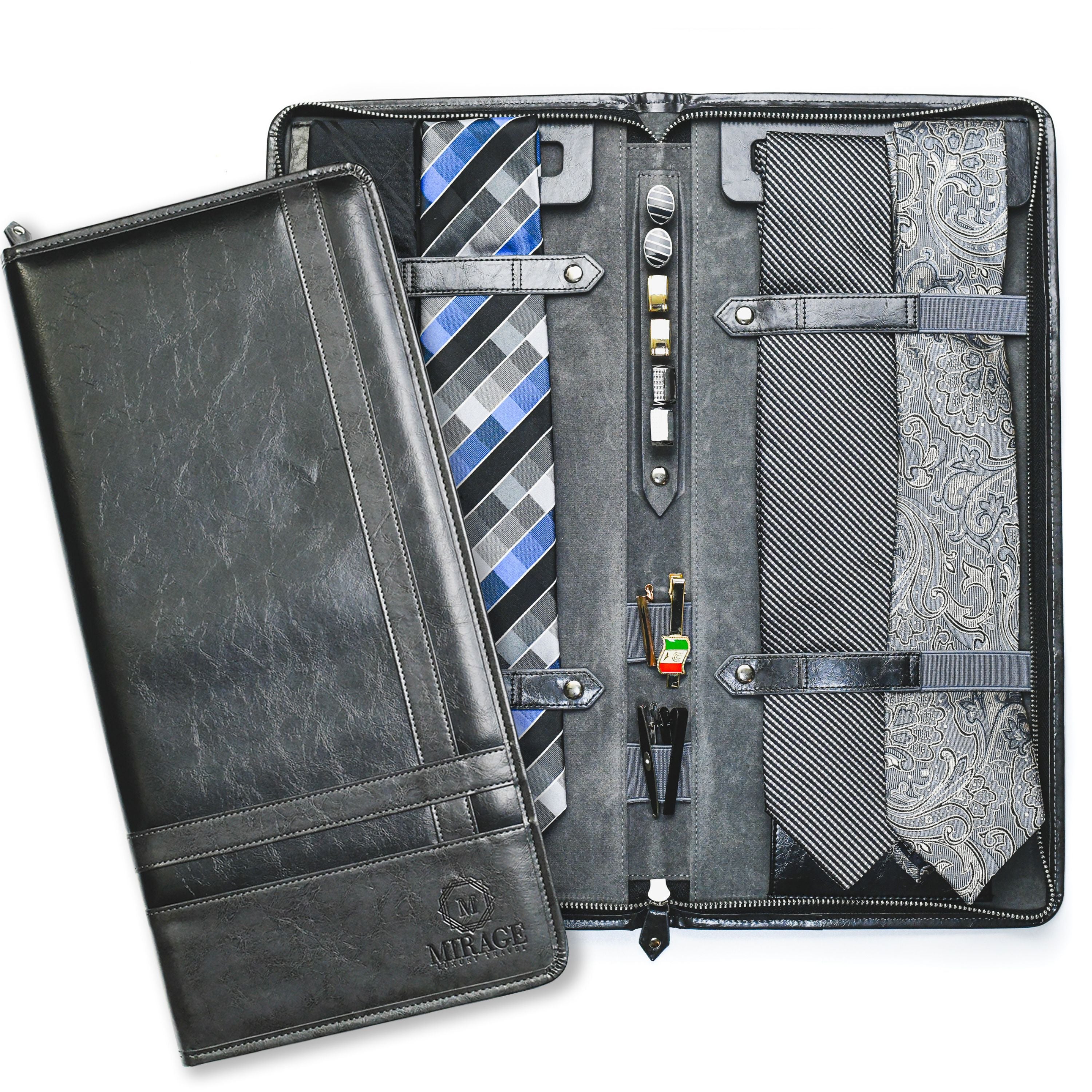 Tie Case for Travel - Graphite Black