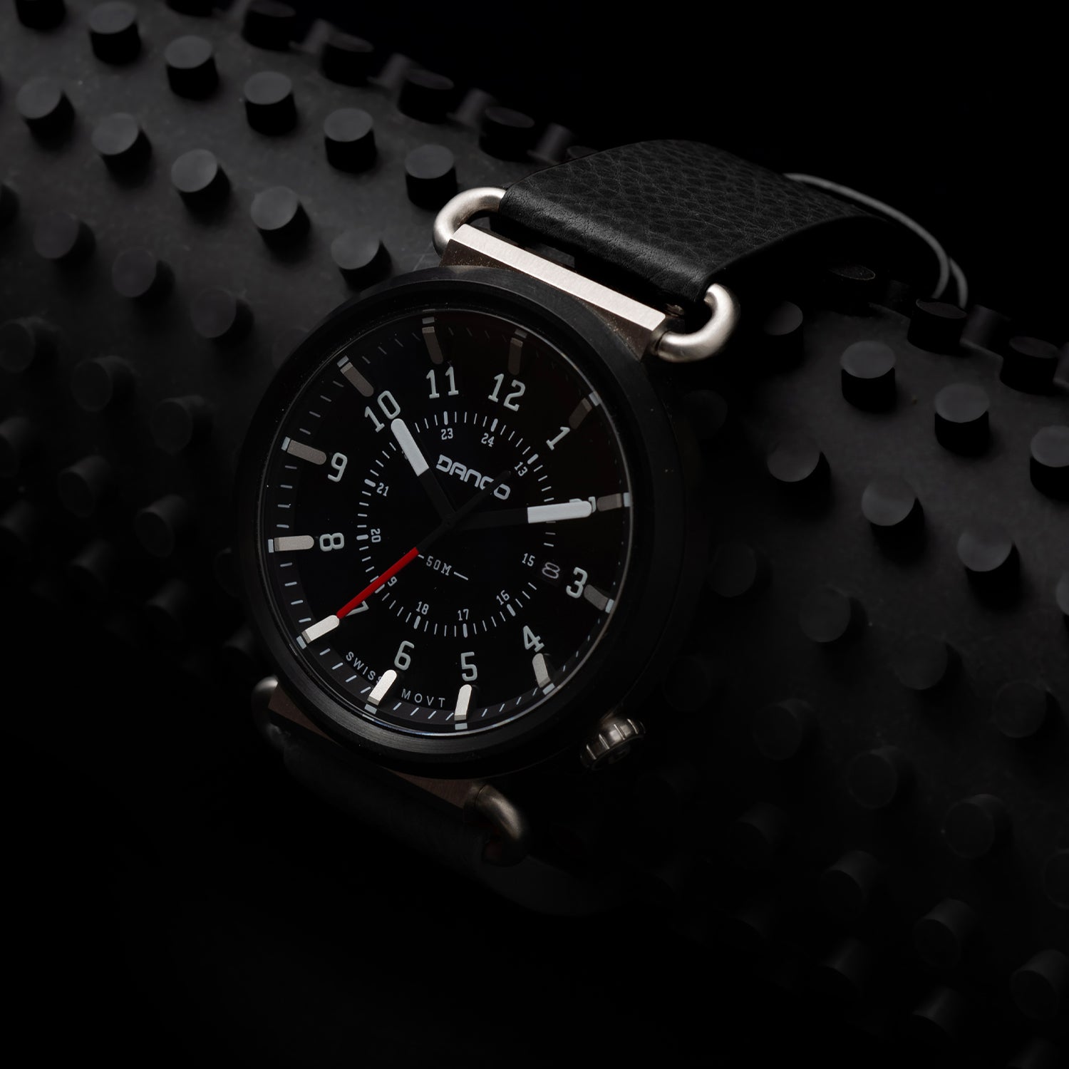 TK-01 - Trek Watch with Italian Leather Strap - Jet Black