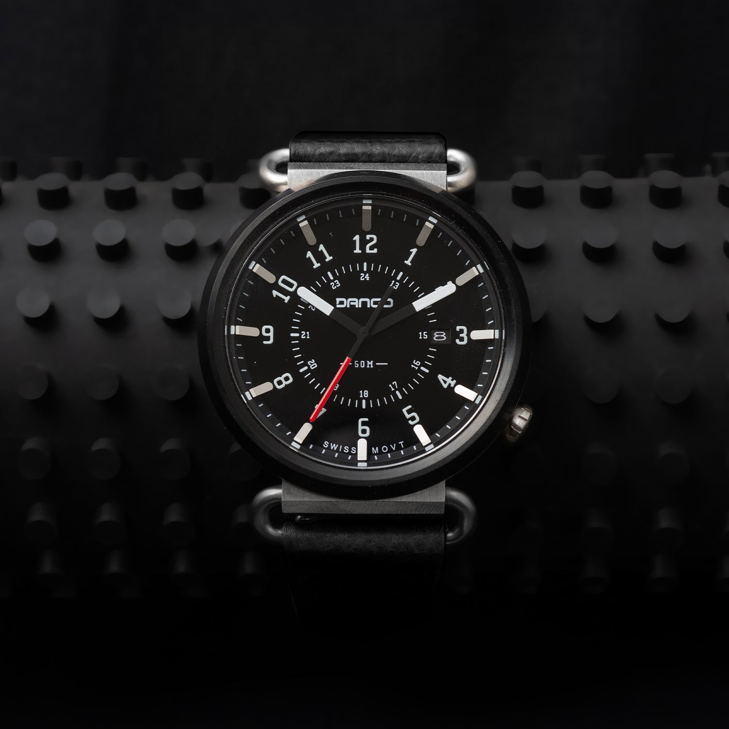 TK-01 - Trek Watch with Italian Leather Strap - Jet Black