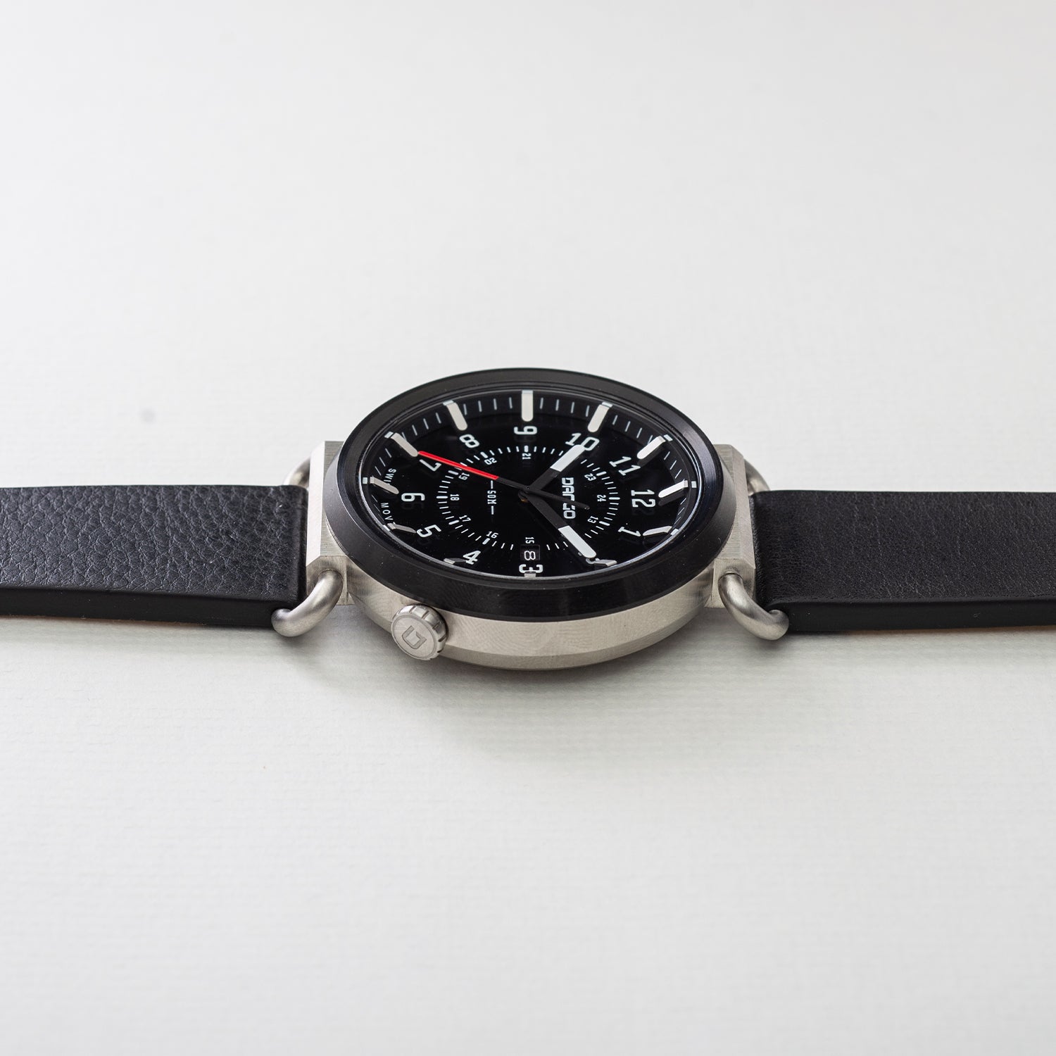 TK-01 - Trek Watch with Italian Leather Strap - Jet Black