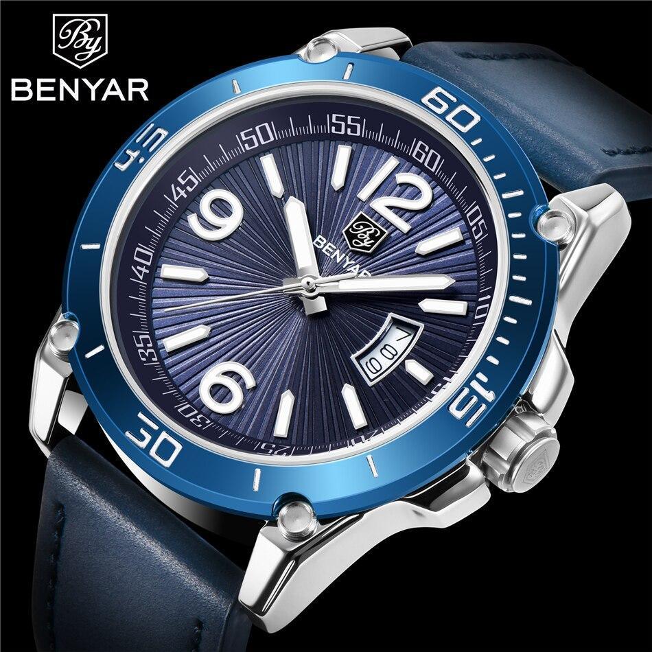 Top Luxury Fashion Mens Watches Quartz Casual Leather Design Sport Analog Waterproof Classic Wrist Watch - Overture Gifts