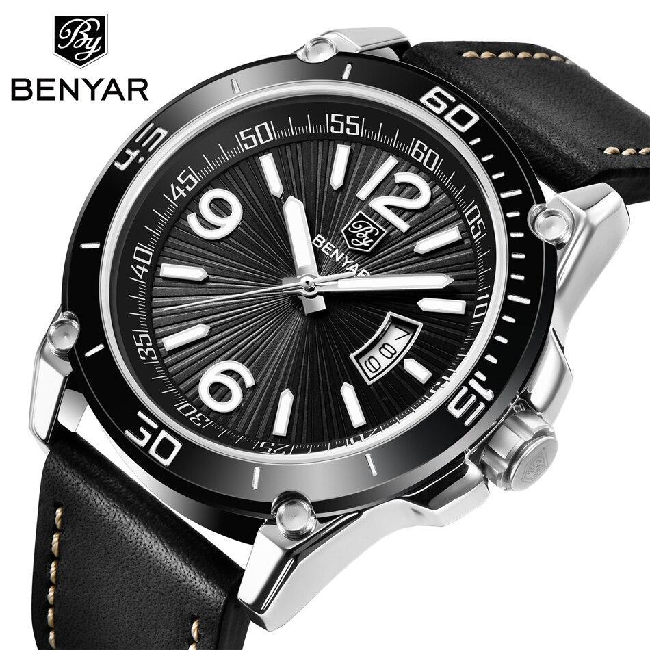 Top Luxury Fashion Mens Watches Quartz Casual Leather Design Sport Analog Waterproof Classic Wrist Watch - Overture Gifts