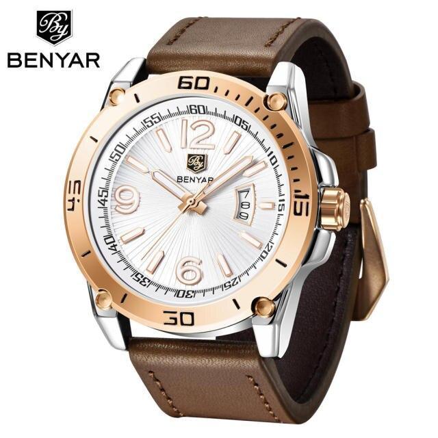 Top Luxury Fashion Mens Watches Quartz Casual Leather Design Sport Analog Waterproof Classic Wrist Watch - Overture Gifts