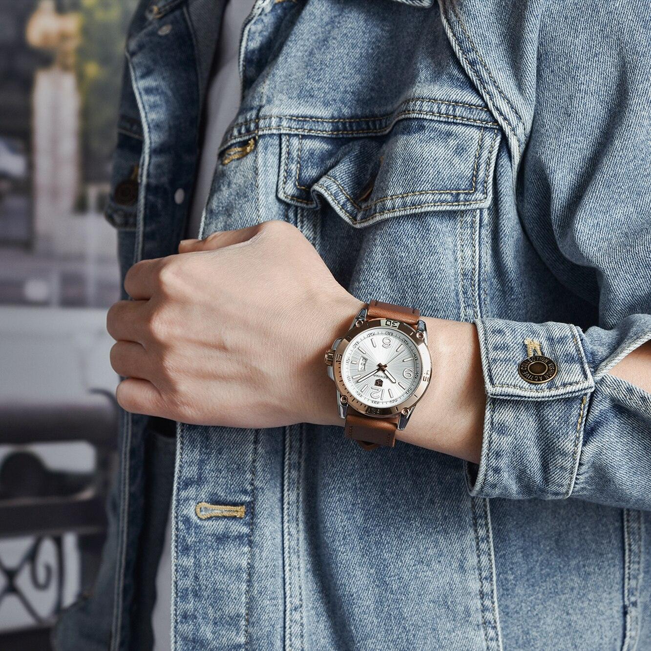 Top Luxury Fashion Mens Watches Quartz Casual Leather Design Sport Analog Waterproof Classic Wrist Watch - Overture Gifts