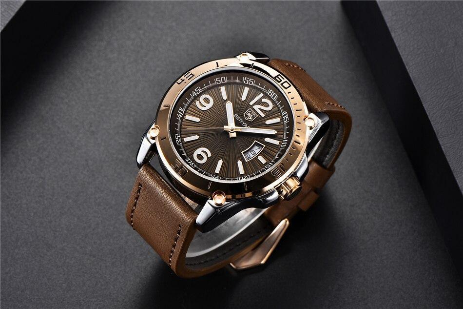 Top Luxury Fashion Mens Watches Quartz Casual Leather Design Sport Analog Waterproof Classic Wrist Watch - Overture Gifts