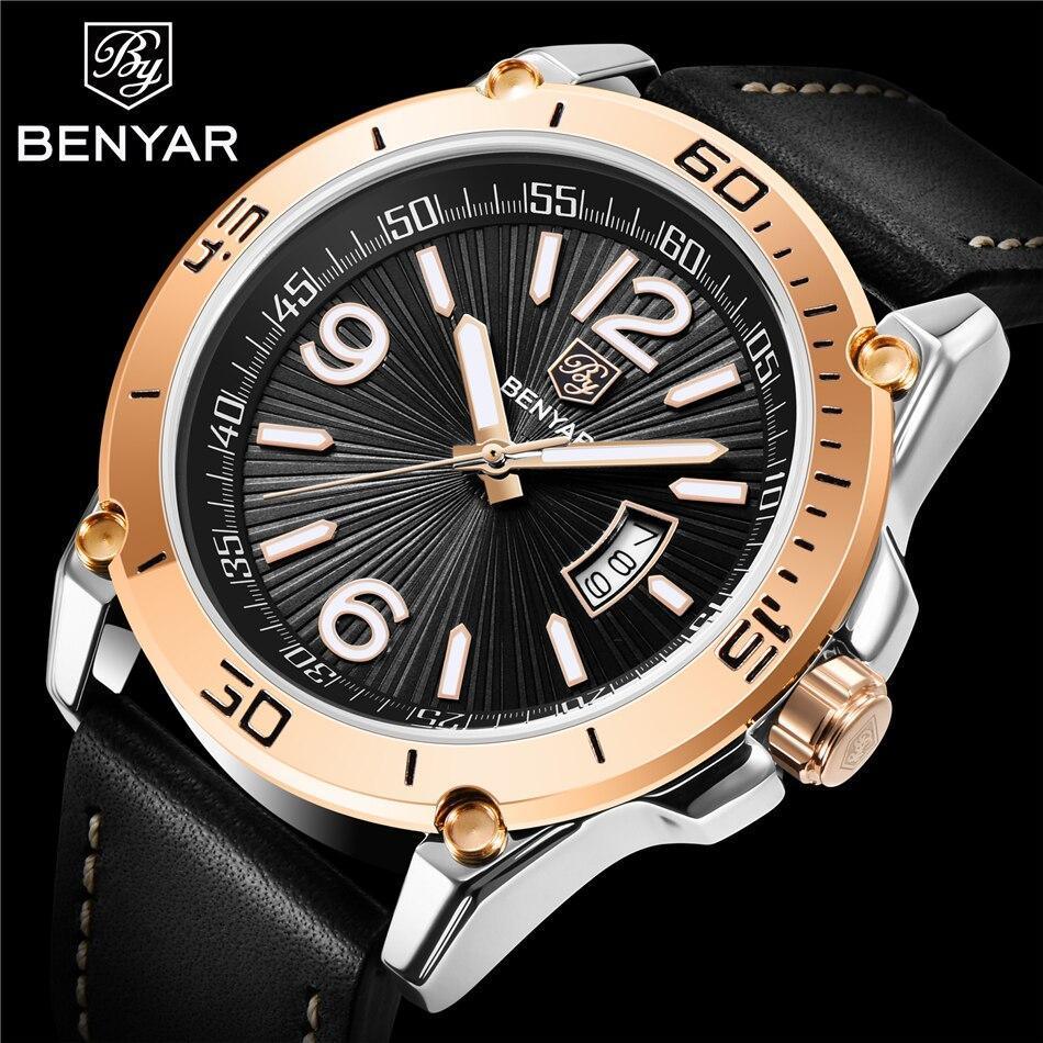 Top Luxury Fashion Mens Watches Quartz Casual Leather Design Sport Analog Waterproof Classic Wrist Watch - Overture Gifts