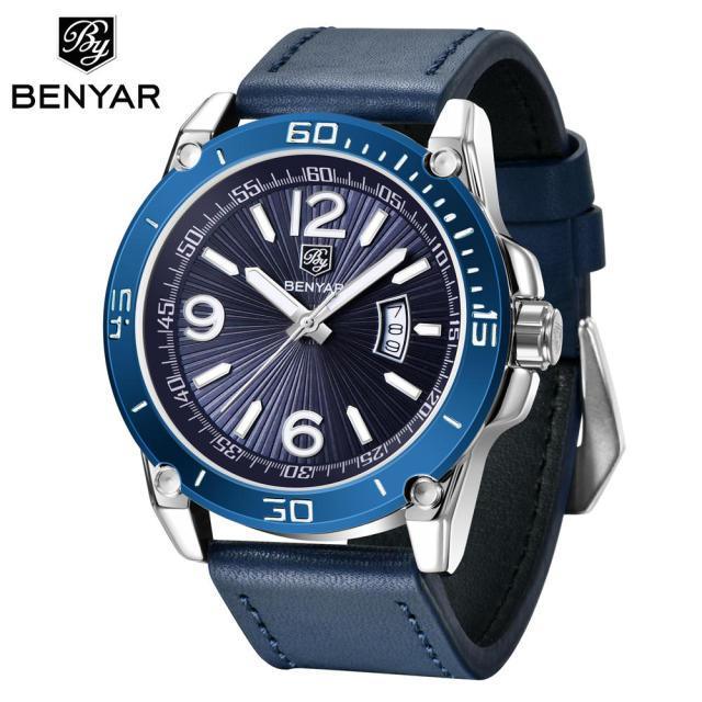 Top Luxury Fashion Mens Watches Quartz Casual Leather Design Sport Analog Waterproof Classic Wrist Watch - Overture Gifts