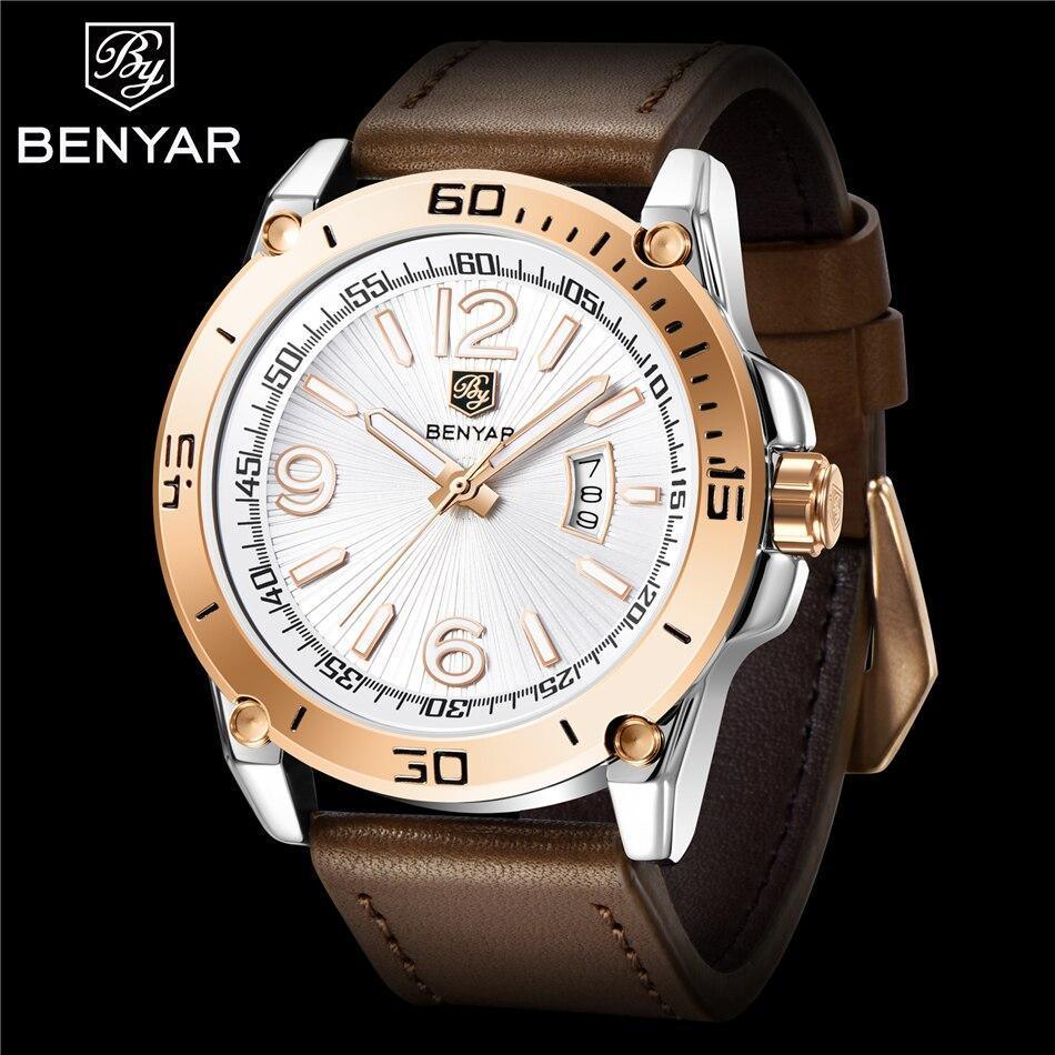 Top Luxury Fashion Mens Watches Quartz Casual Leather Design Sport Analog Waterproof Classic Wrist Watch - Overture Gifts