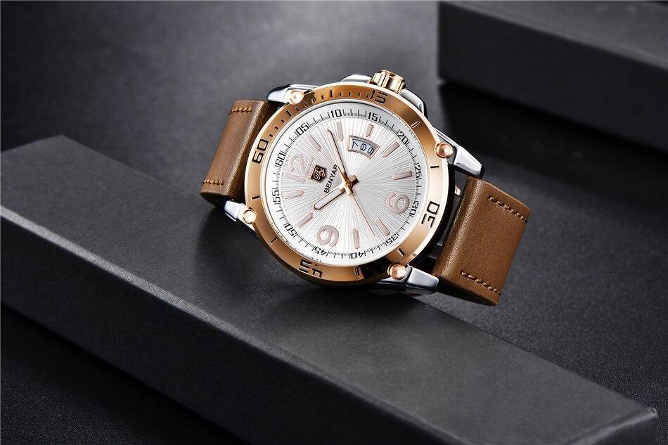 Top Luxury Fashion Mens Watches Quartz Casual Leather Design Sport Analog Waterproof Classic Wrist Watch - Overture Gifts