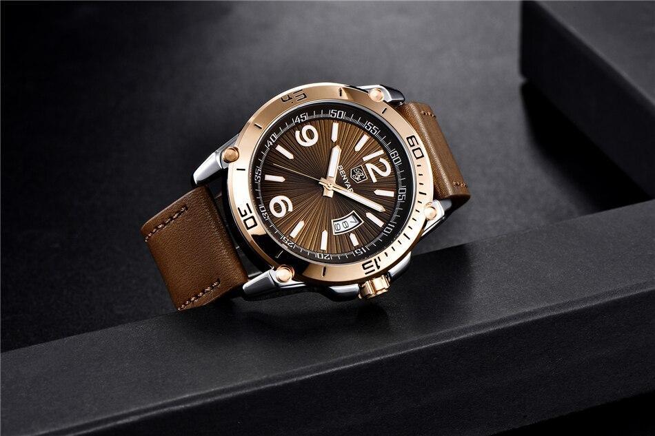 Top Luxury Fashion Mens Watches Quartz Casual Leather Design Sport Analog Waterproof Classic Wrist Watch - Overture Gifts